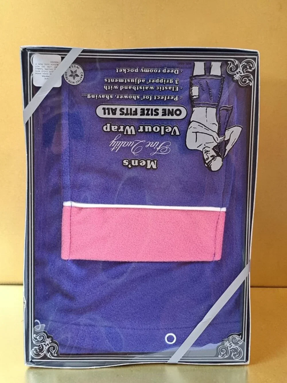 NEW Vtg Mens Velour Bath Wrap Skirt Snap Closure Shower One Size in Box